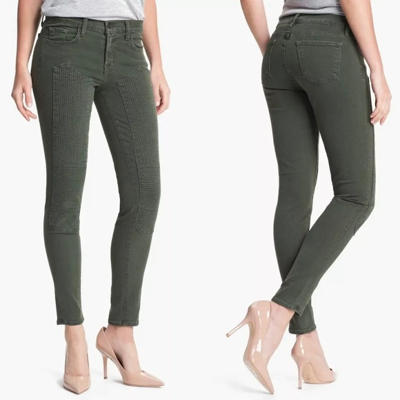J Brand Denim - J Brand Women’s Moto Biker Skinny Leg Jeans 29 Front Patch Skinny Jeans Green